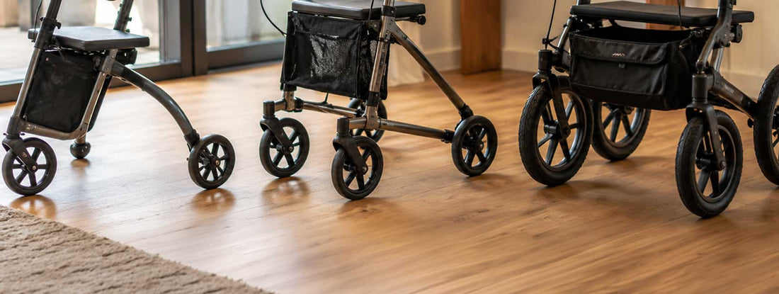 Taille roues déambulateur rollator : 12, 15 ou 20 cm ? Le guide
