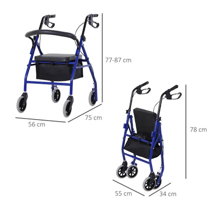 Déambulateur Rollator 4 Roues Pliable avec Siège