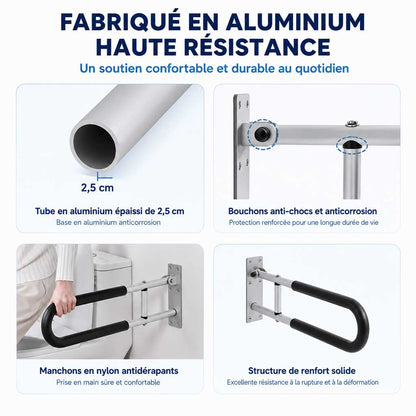 Barre d'Appui WC Murale Pliable