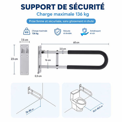 Barre d'Appui WC Murale Pliable