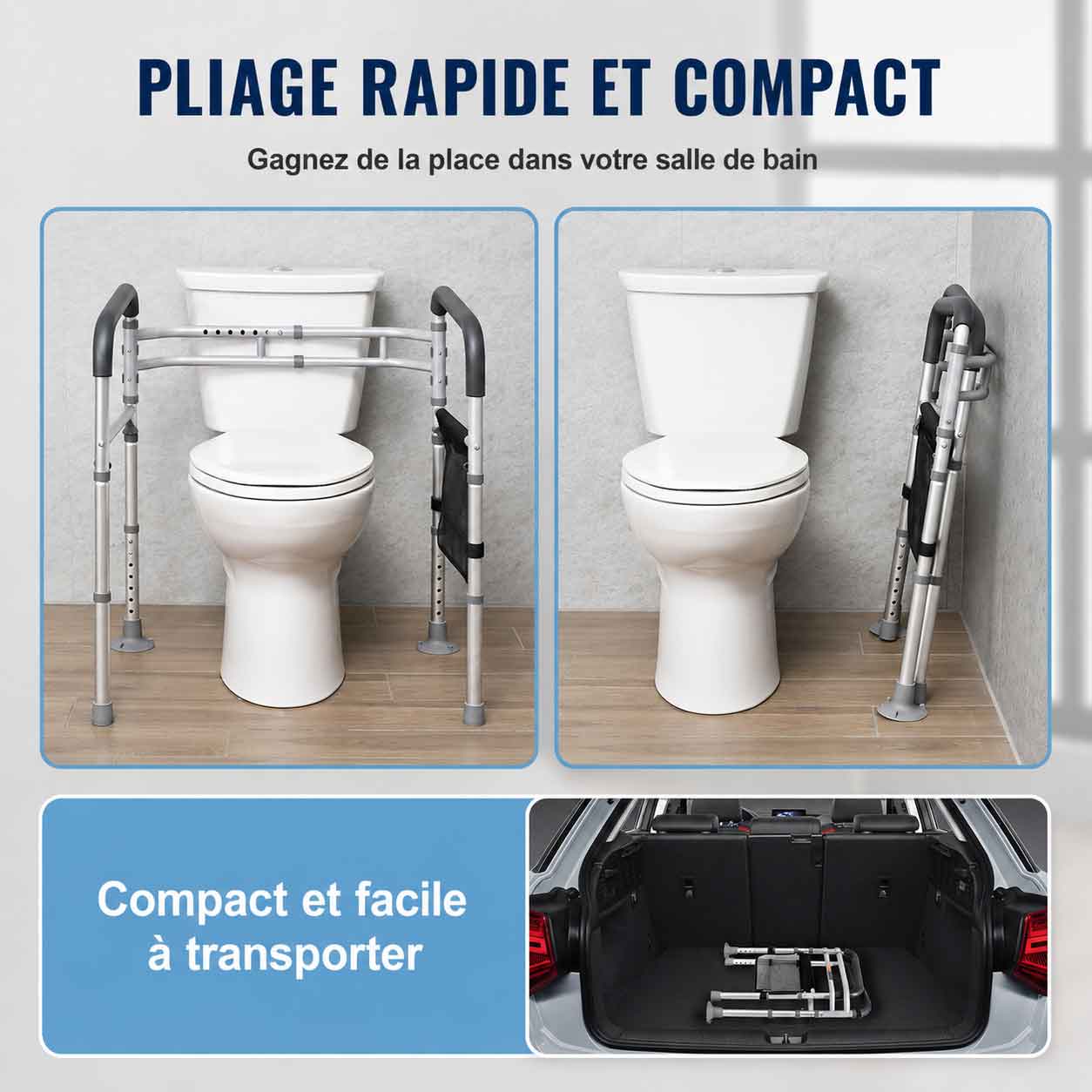 Cadre de sécurité pour toilette réglable