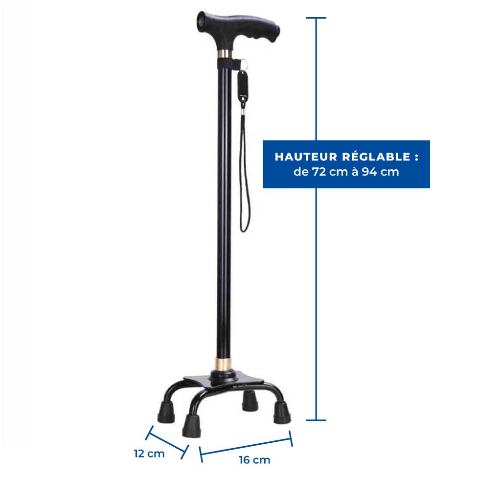 Canne Quadripode Large avec LED