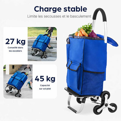 Chariot de courses monte-escaliers pliable