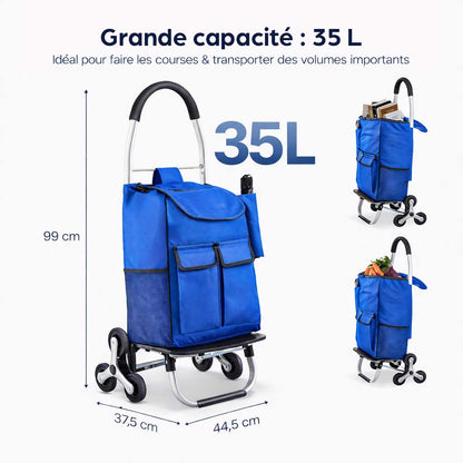 Chariot de courses monte-escaliers pliable