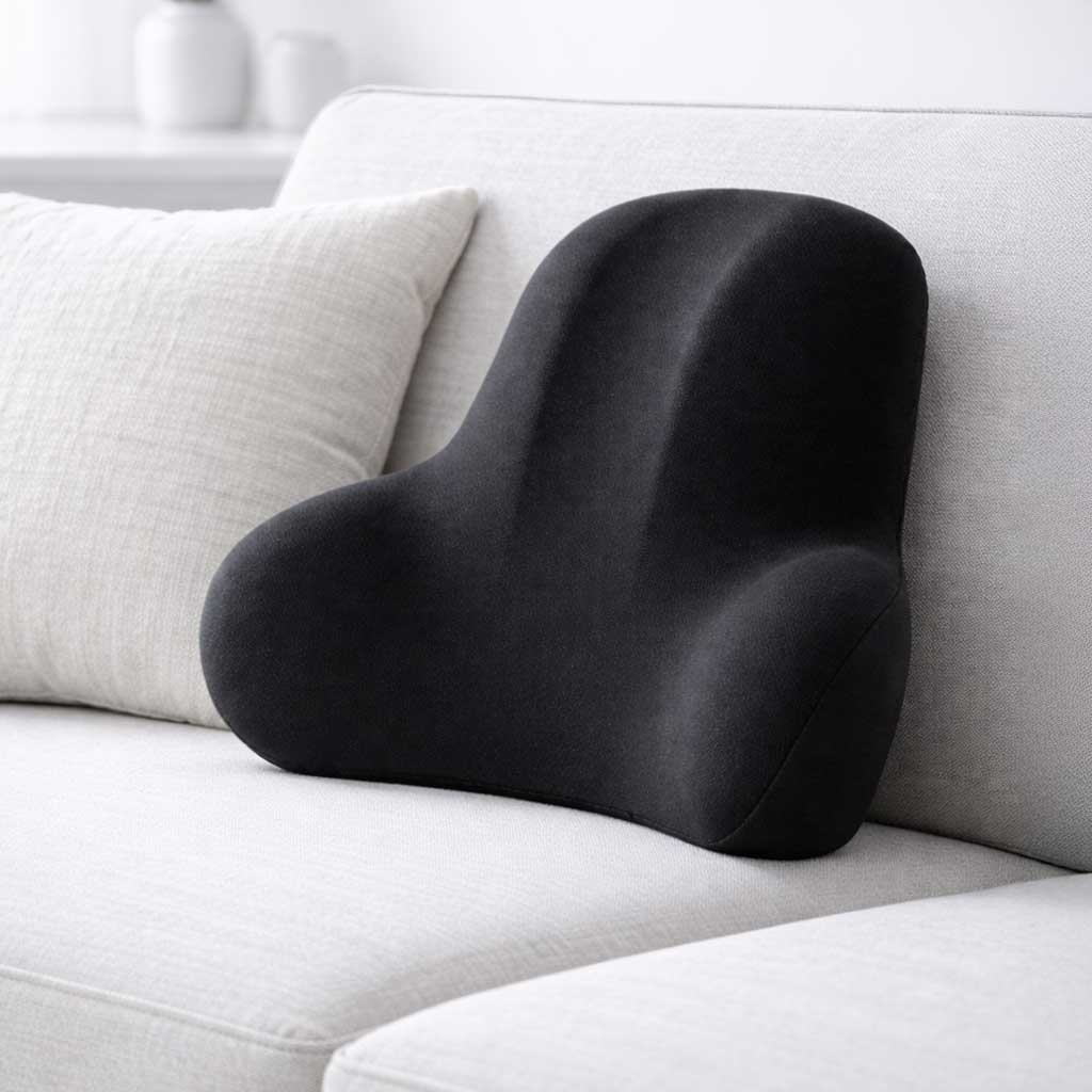 Coussin lombaire à mémoire de forme ergonomique pour soutien du dos en position assise senior