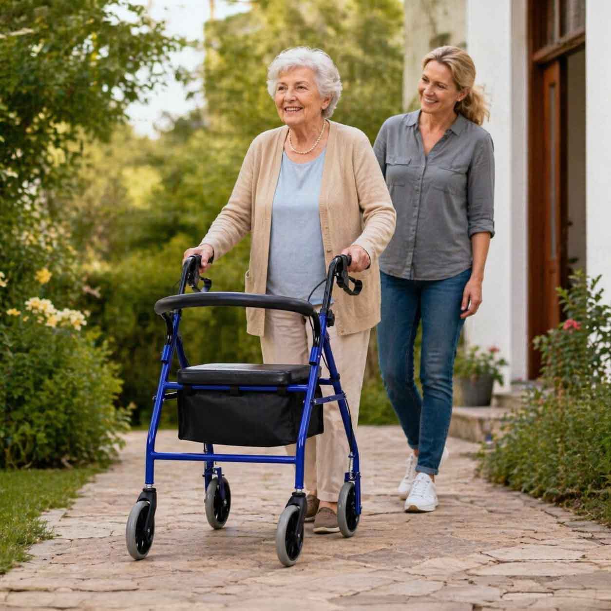 Déambulateur Rollator 4 Roues Pliable avec Siège