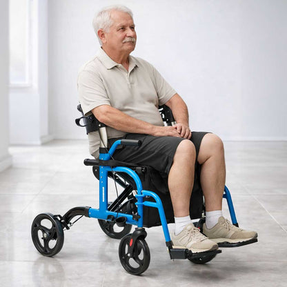 Déambulateur Rollator Fauteuil Roulant 2 en 1 Pliable