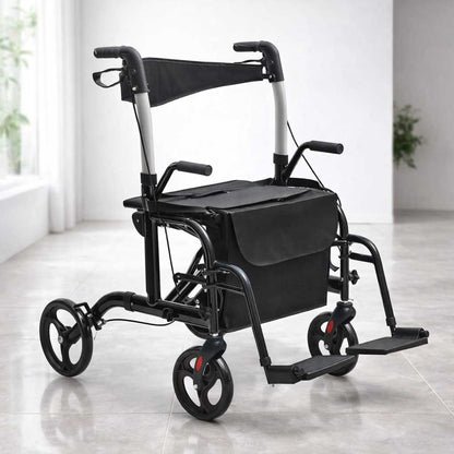Déambulateur Rollator Fauteuil Roulant 2 en 1 Pliable