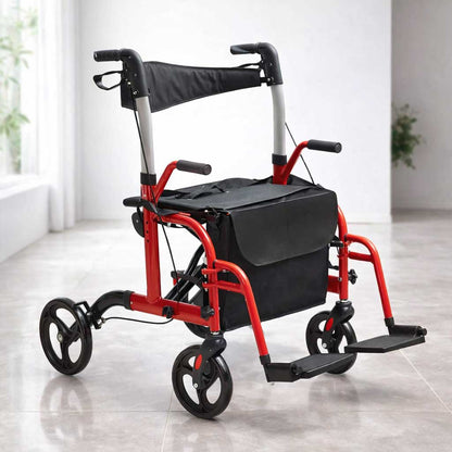 Déambulateur Rollator Fauteuil Roulant 2 en 1 Pliable