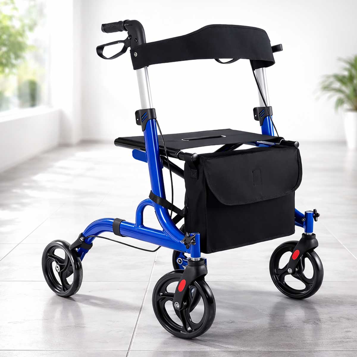 Déambulateur rollator 4 roues tout-terrain ultra léger pour senior