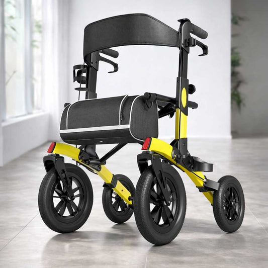 Déambulateur Tout-Terrain Grandes Roues avec Siège – Pliable