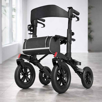 Déambulateur Tout-Terrain Grandes Roues avec Siège – Pliable