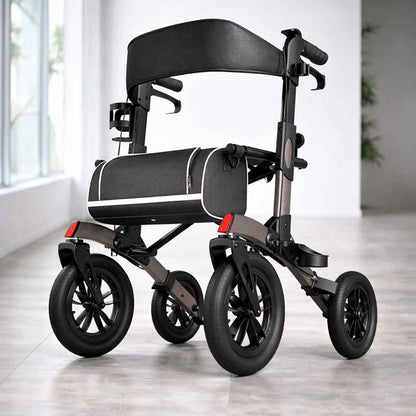 Déambulateur Tout-Terrain Grandes Roues avec Siège – Pliable