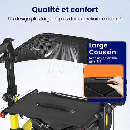 Déambulateur Tout-Terrain Grandes Roues avec Siège – Pliable