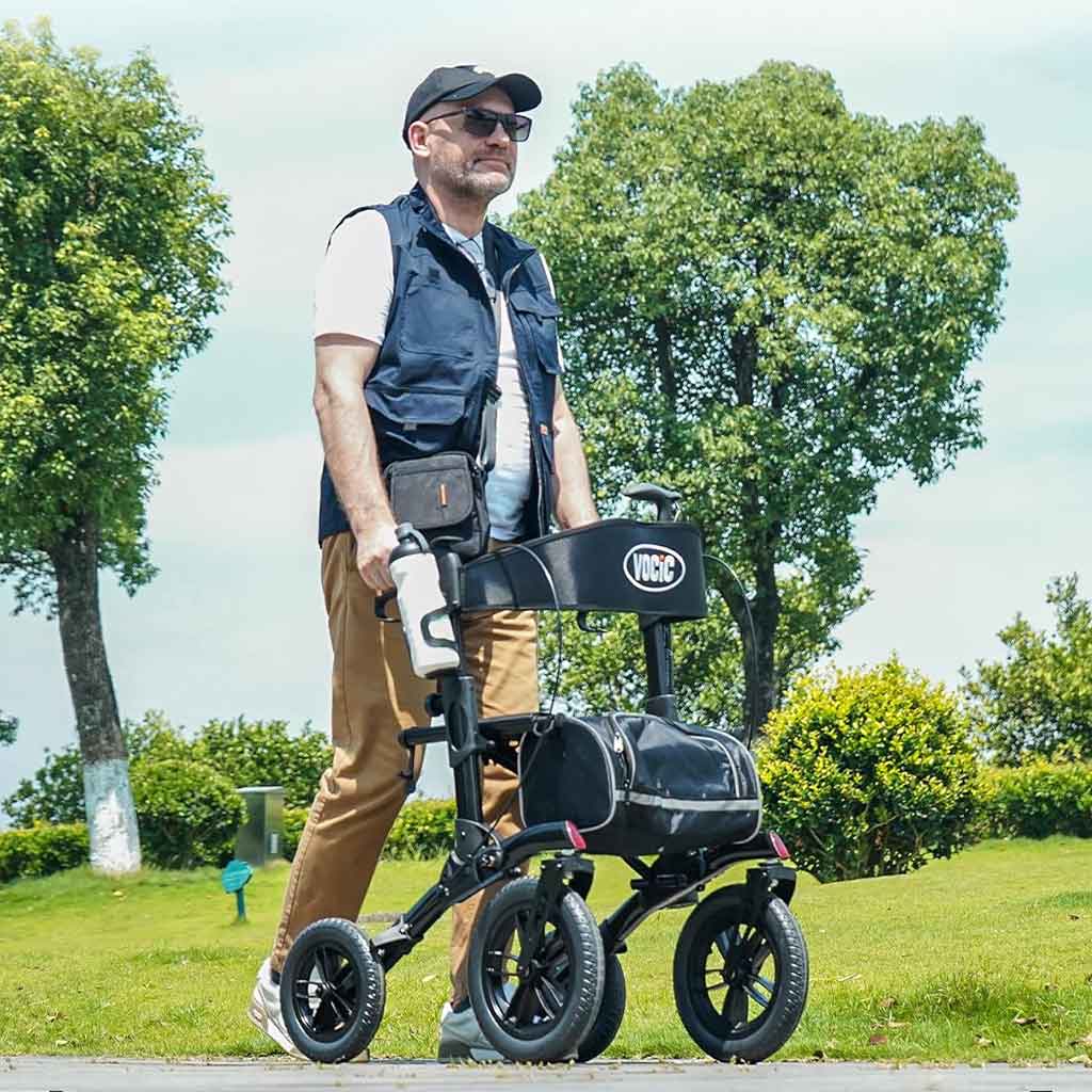 Déambulateur Tout-Terrain Grandes Roues avec Siège – Pliable