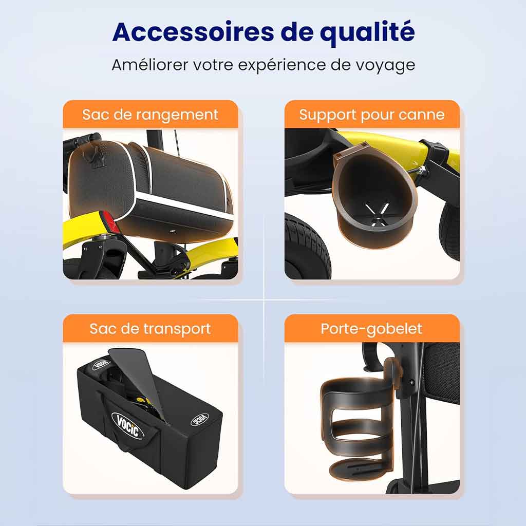 Déambulateur Tout-Terrain Grandes Roues avec Siège – Pliable