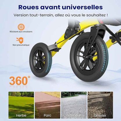 Déambulateur Tout-Terrain Grandes Roues avec Siège – Pliable