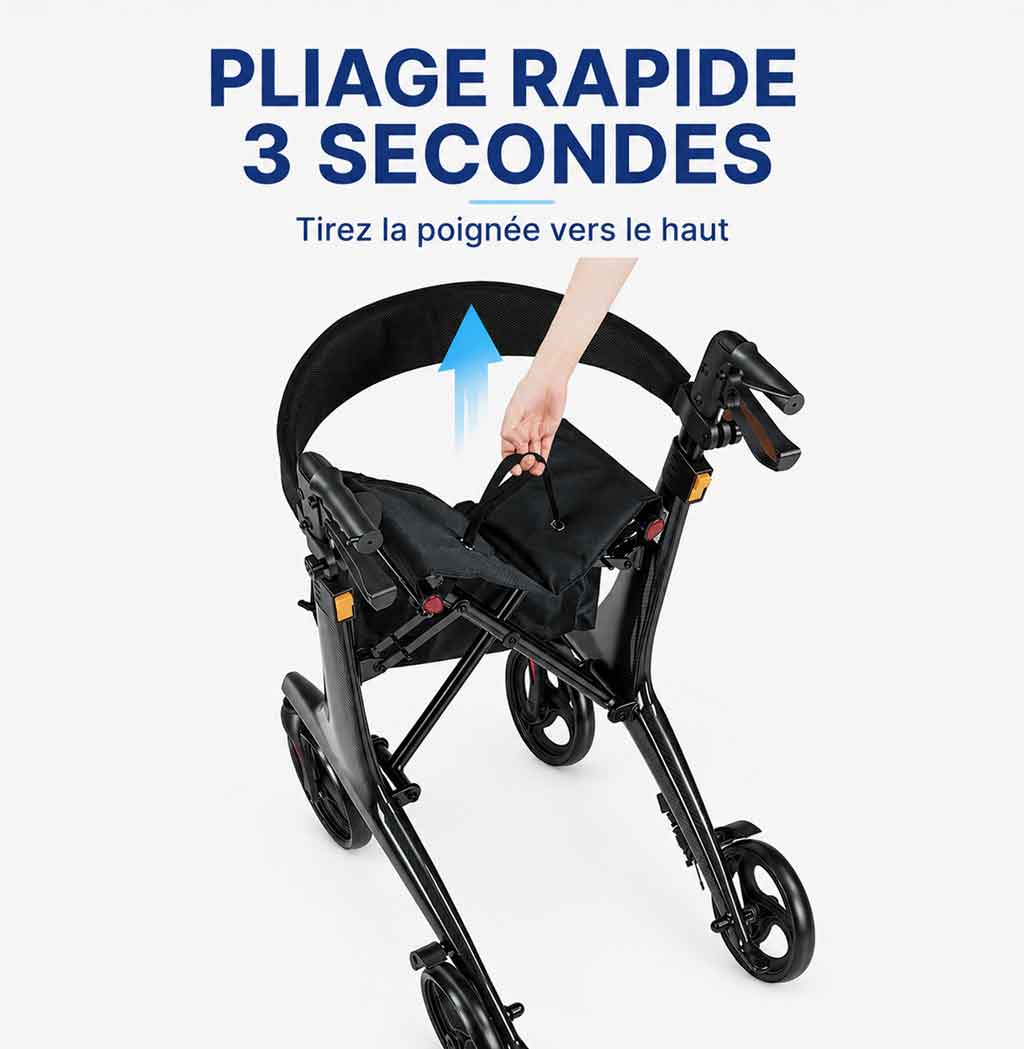 Déambulateur Rollator en Fibre de Carbone Ultra-Léger