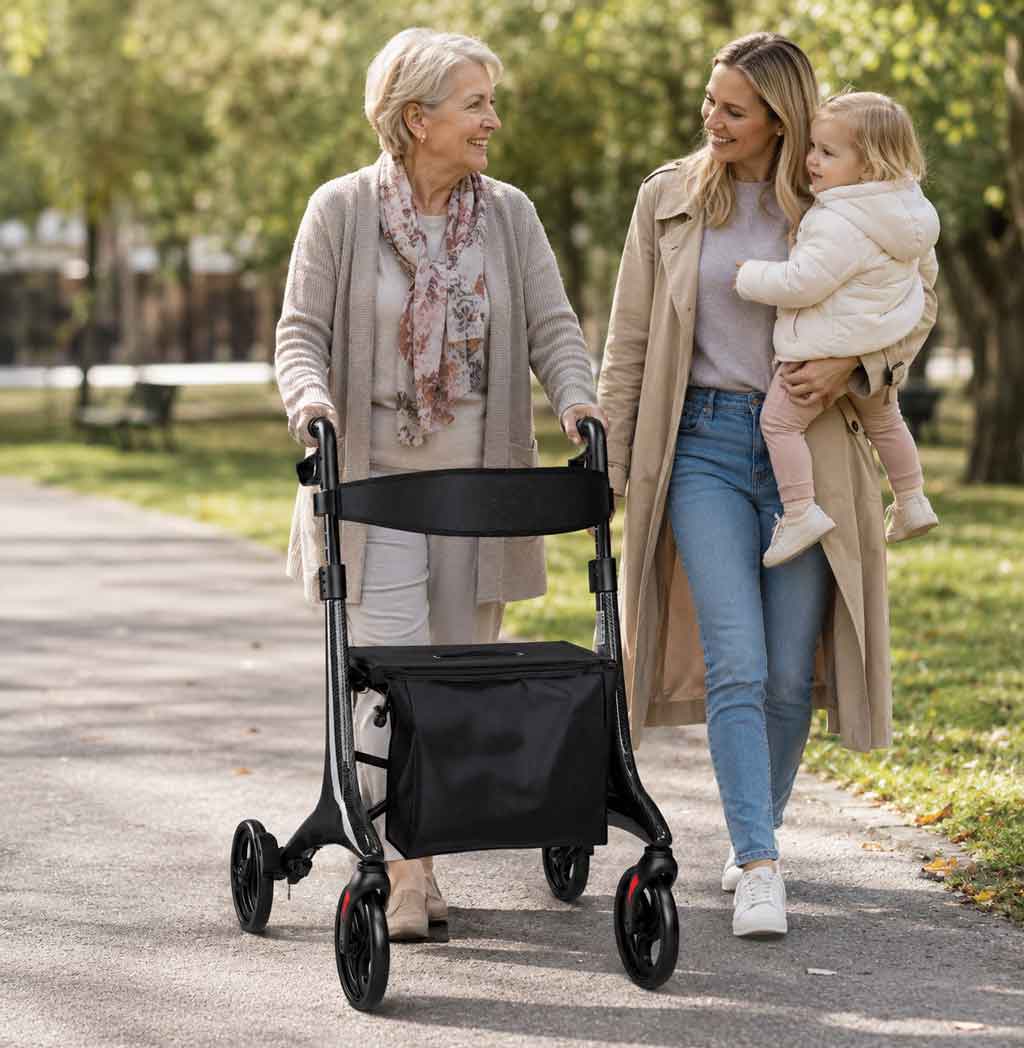 Déambulateur Rollator en Fibre de Carbone Ultra-Léger