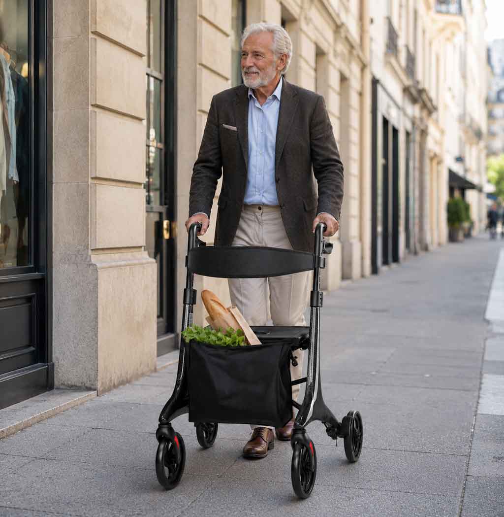 Déambulateur Rollator en Fibre de Carbone Ultra-Léger