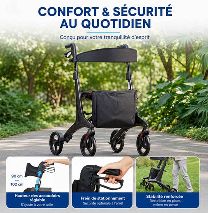 Déambulateur Rollator en Fibre de Carbone Ultra Léger