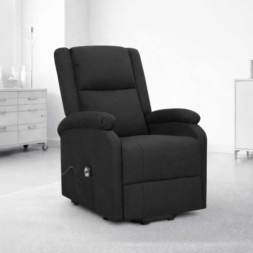 Fauteuil releveur électrique noir vue latérale avec repose-pieds