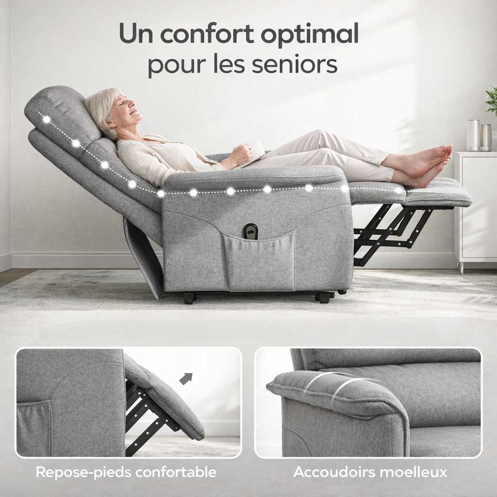 Fauteuil releveur électrique inclinable senior