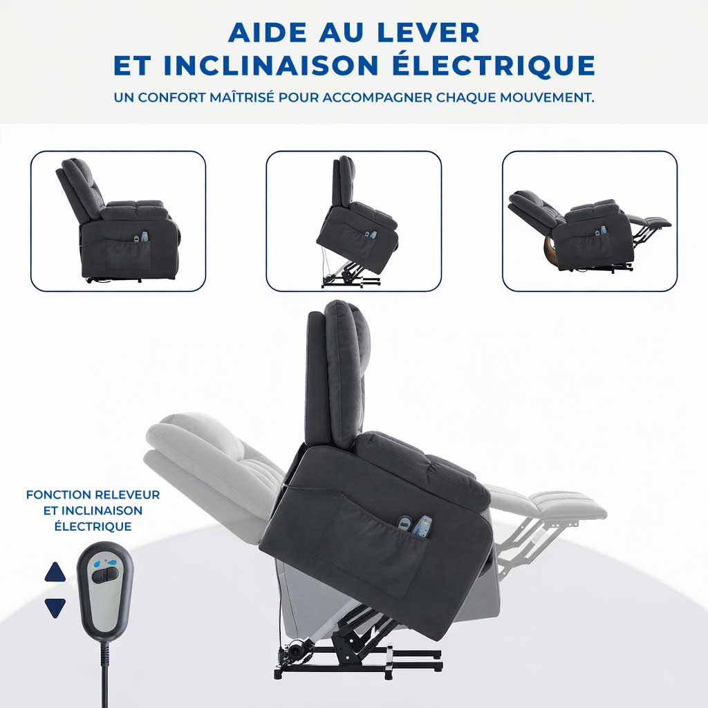 Fauteuil Releveur Luxe Massage Chauffant