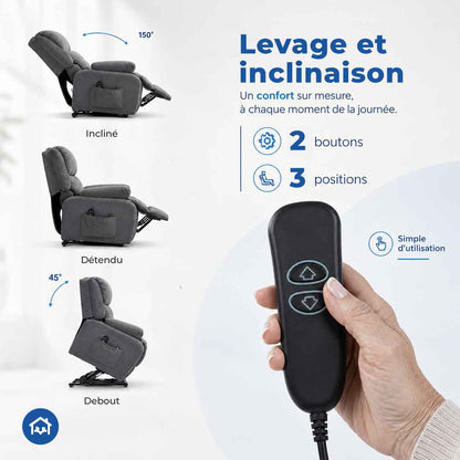 Fauteuil releveur électrique - Massage et chaleur lombaire