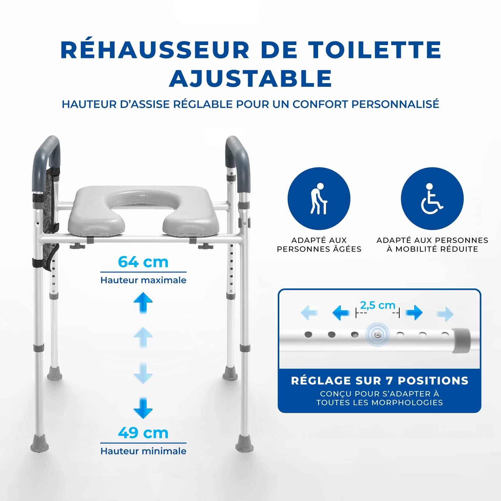 Cadre Réhausseur Toilette Assise Rembourrée