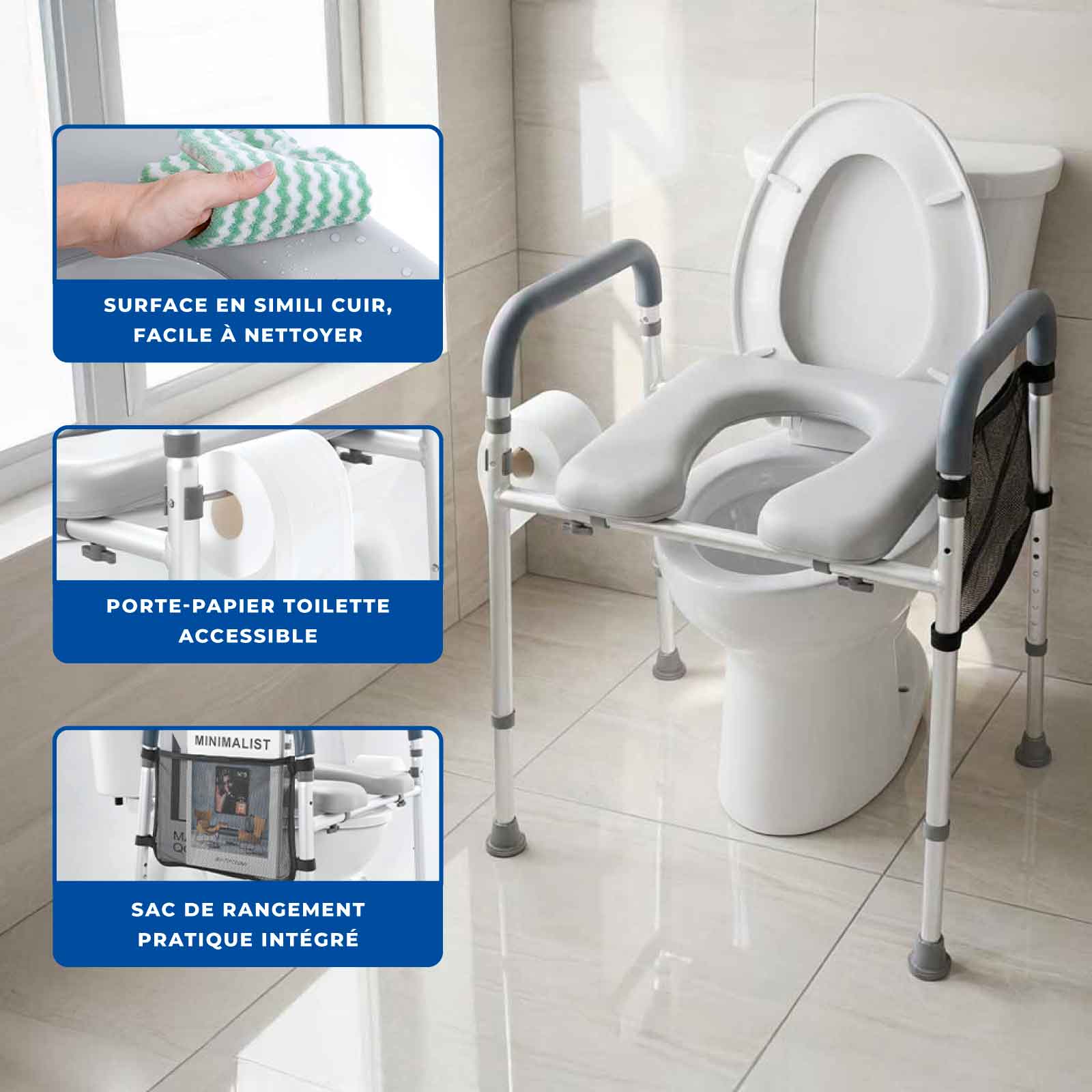 Cadre Réhausseur Toilette Assise Rembourrée