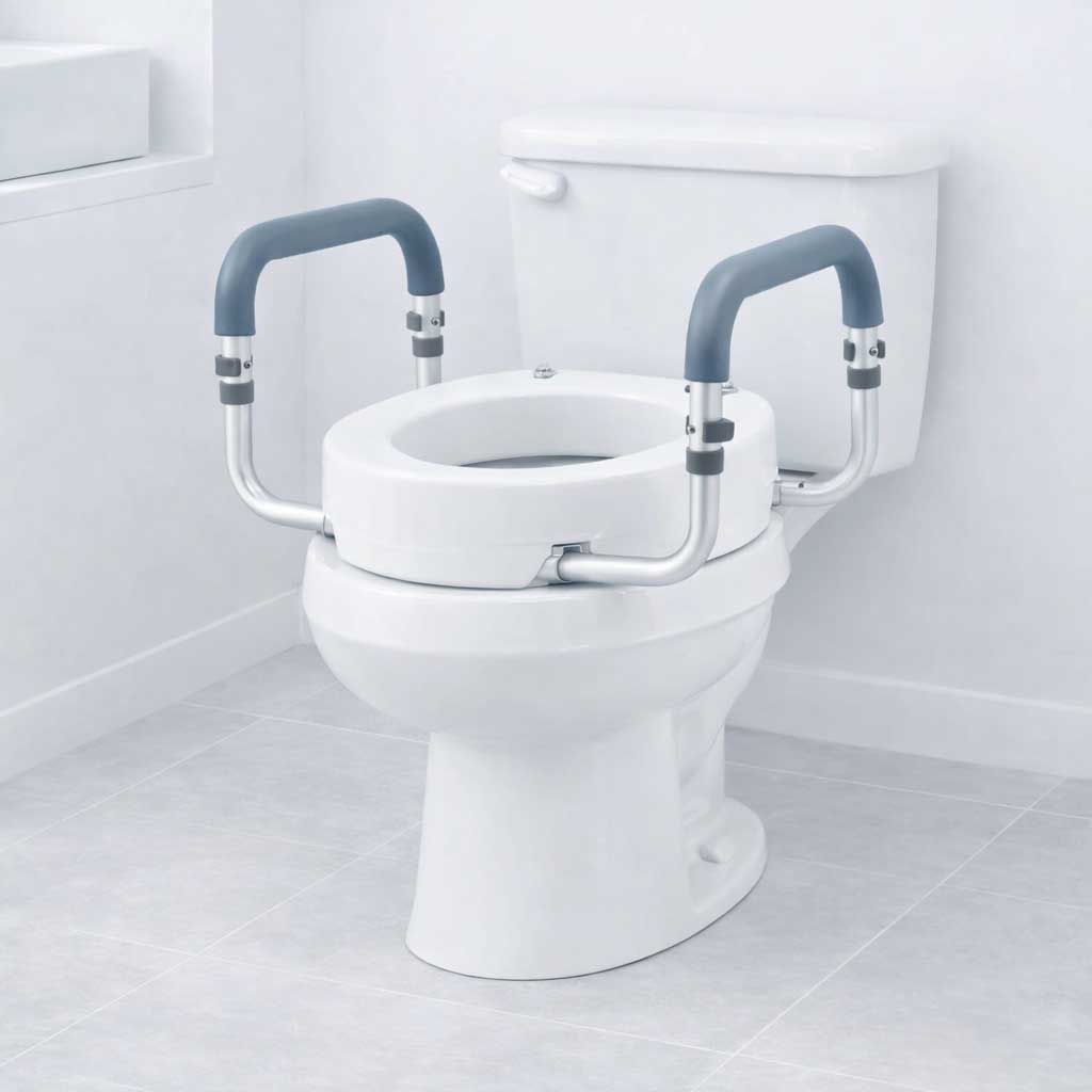 Réhausseur de toilettes avec accoudoirs +8,9 cm