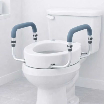 Réhausseur de toilettes avec accoudoirs +8,9 cm