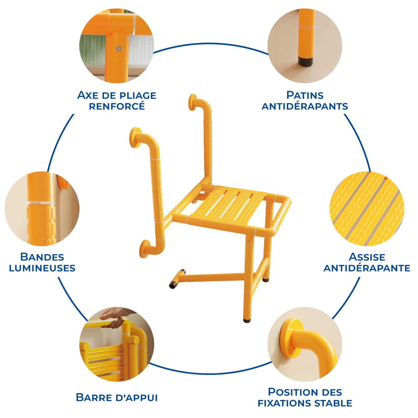 Siège de Douche Mural Escamotable