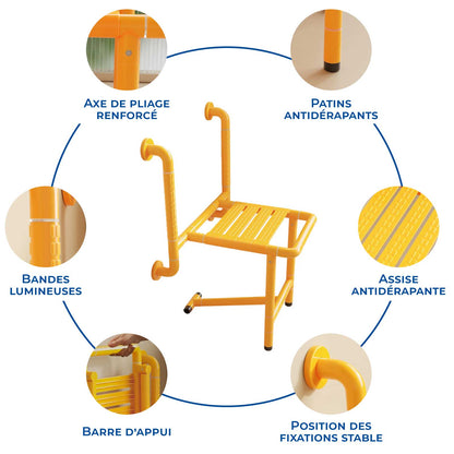 Siège de Douche Mural Escamotable