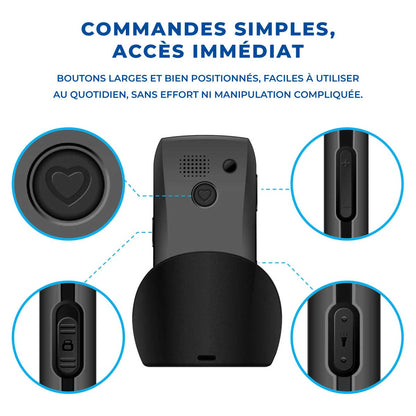 Téléphone Portable Senior Simplifié - SOS et Touches XXL