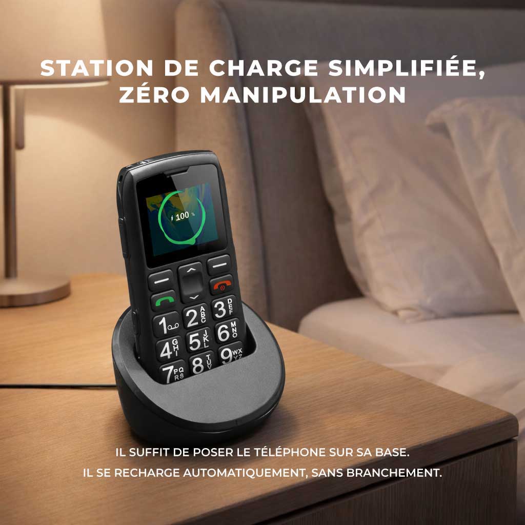 Téléphone Portable Senior Simplifié - SOS et Touches XXL
