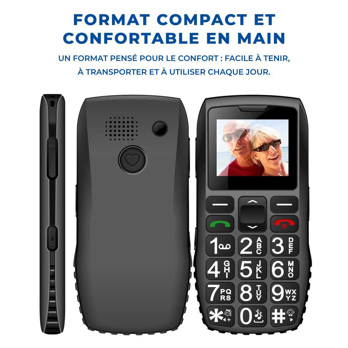 Téléphone Portable Senior Simplifié - SOS et Touches XXL