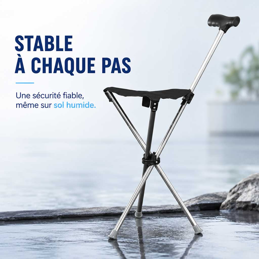 Canne Siège Pliante 2-en-1 Légère