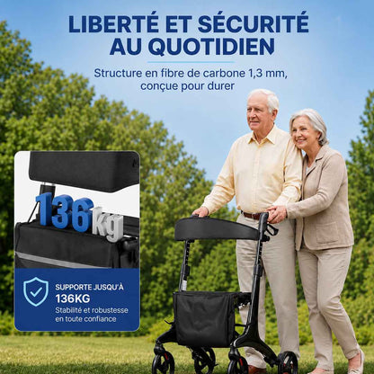 Déambulateur Rollator en Fibre de Carbone Ultra-Léger