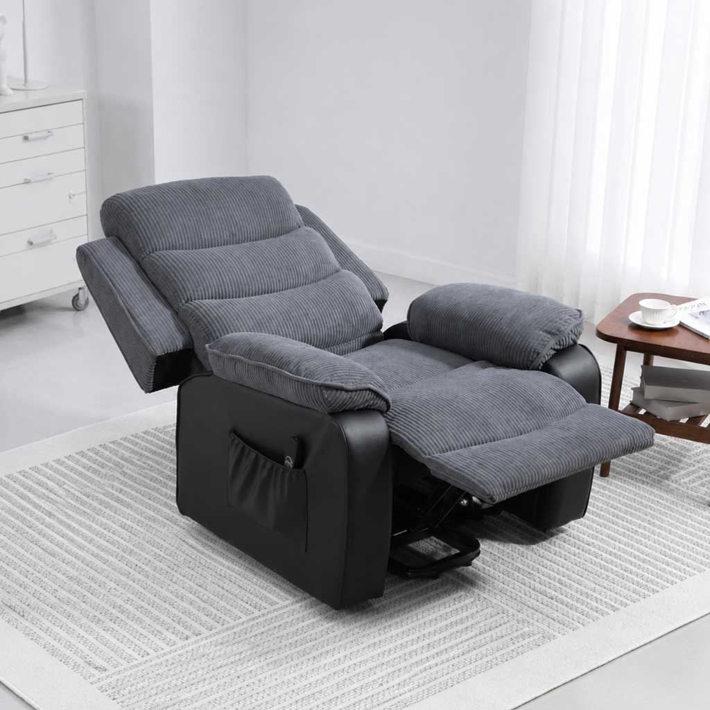 Fauteuil releveur électrique en velours côtelé