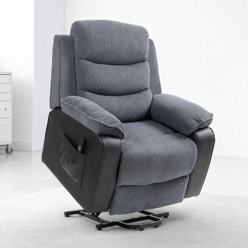 Fauteuil releveur électrique en velours côtelé