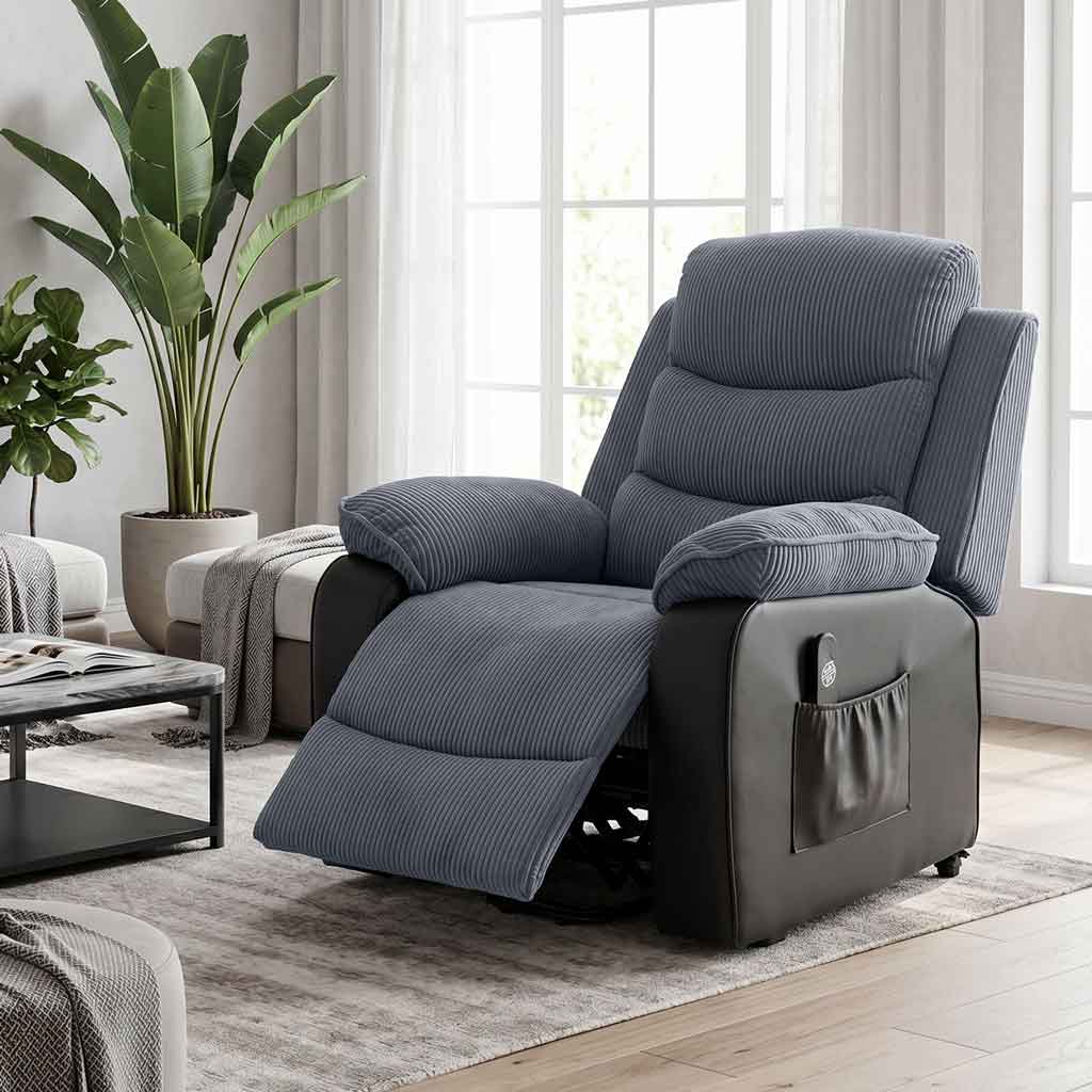Fauteuil releveur électrique en velours côtelé