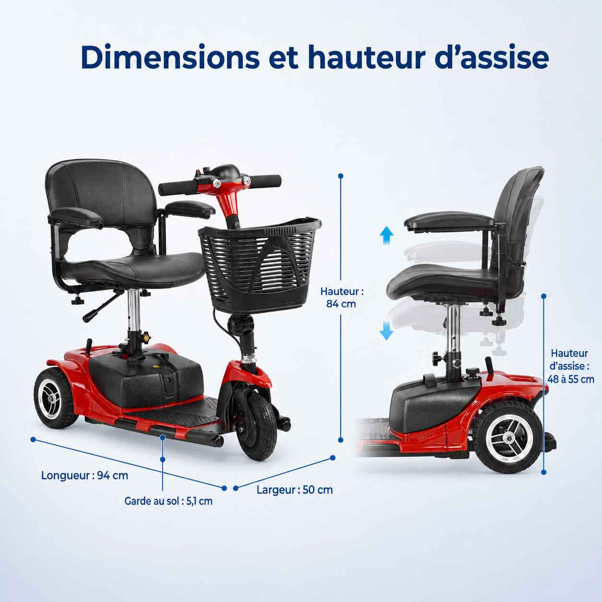Scooter Électrique Senior 3 Roues Pliable