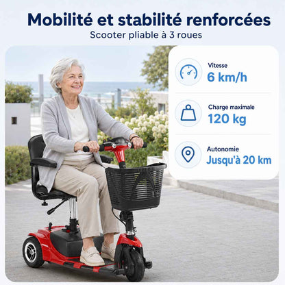 Scooter Électrique Senior 3 Roues Pliable