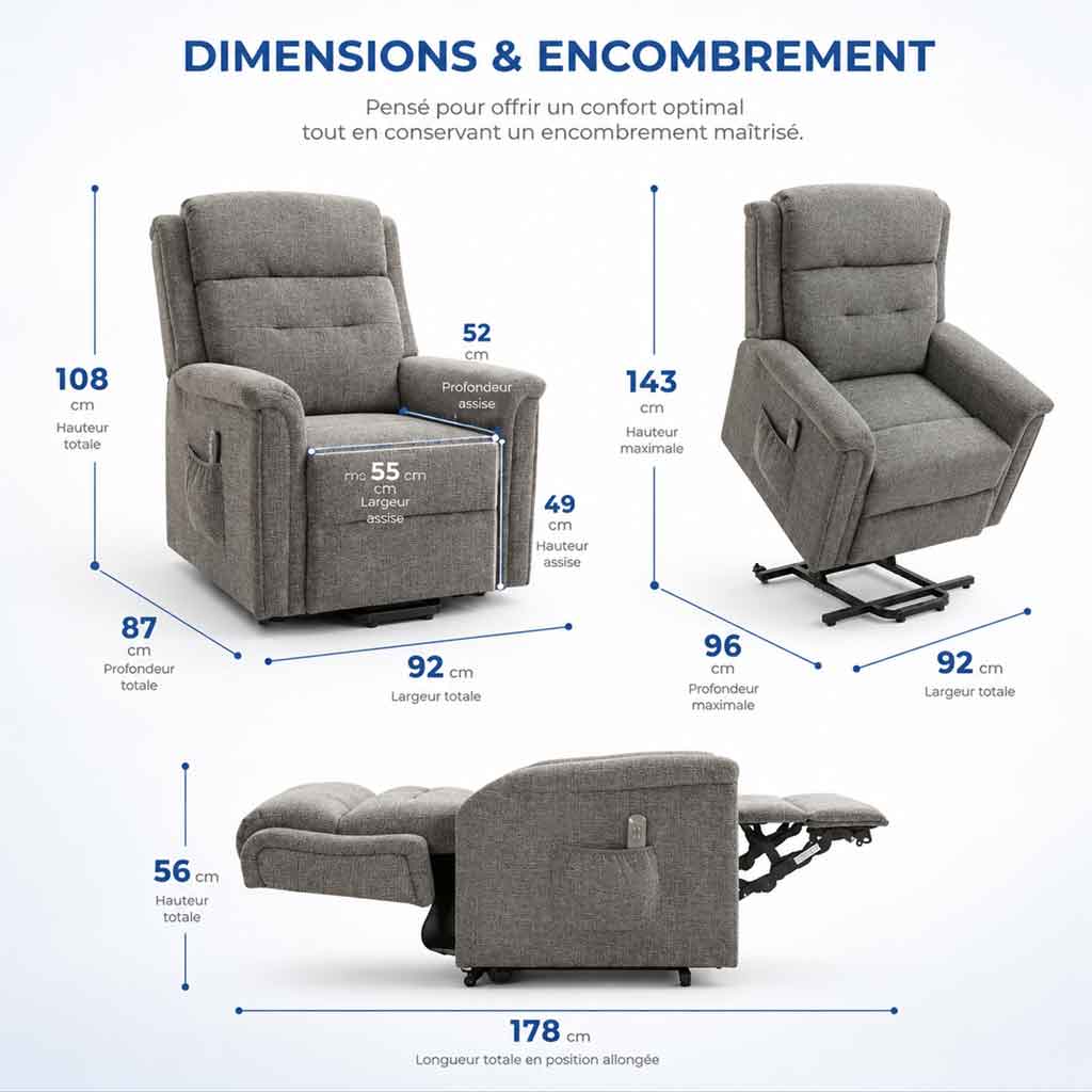 Fauteuil releveur électrique 2 moteurs