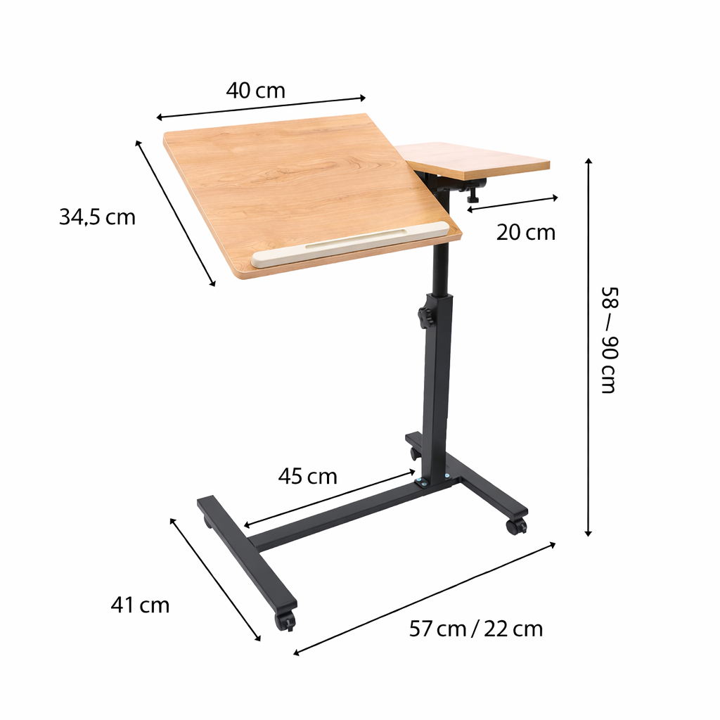 Table de Lit Ergonomique à Roulettes