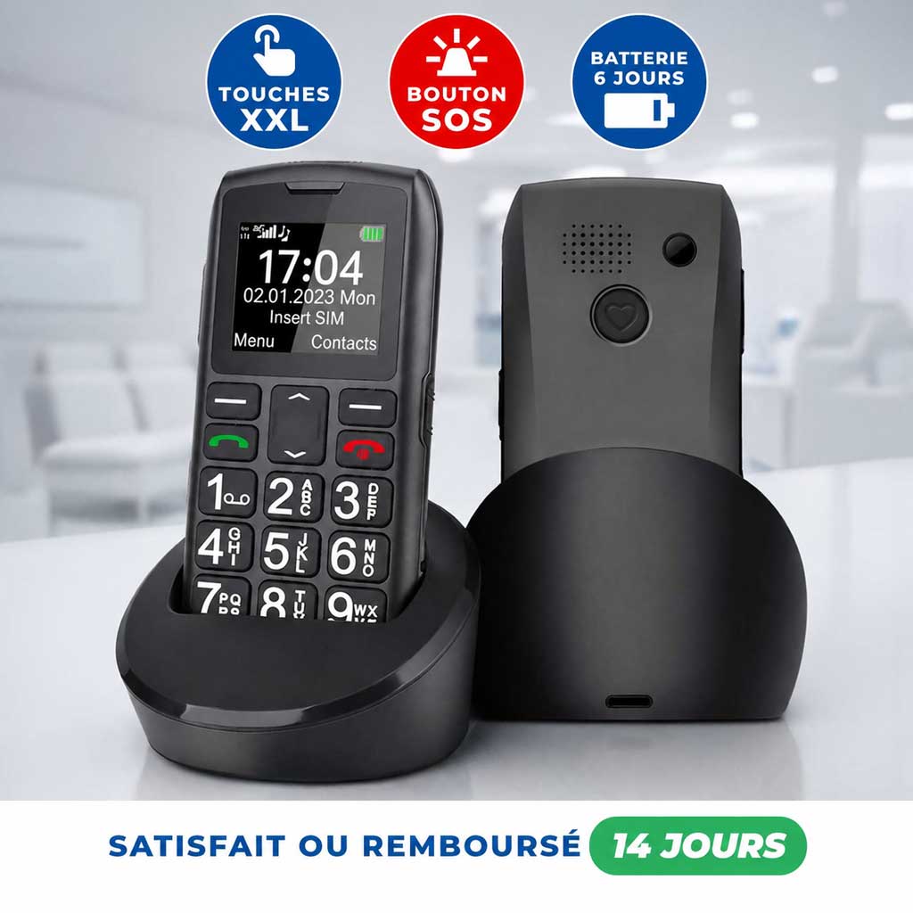 Téléphone Portable Senior Simplifié - SOS et Touches XXL